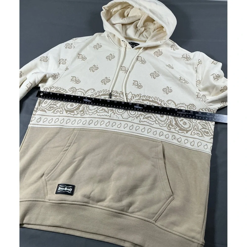 Dogg Supply by Snoop Dogg Mens Cream Tan Paisley Bandana Logo Hoodie Large - Picture 3 of 10